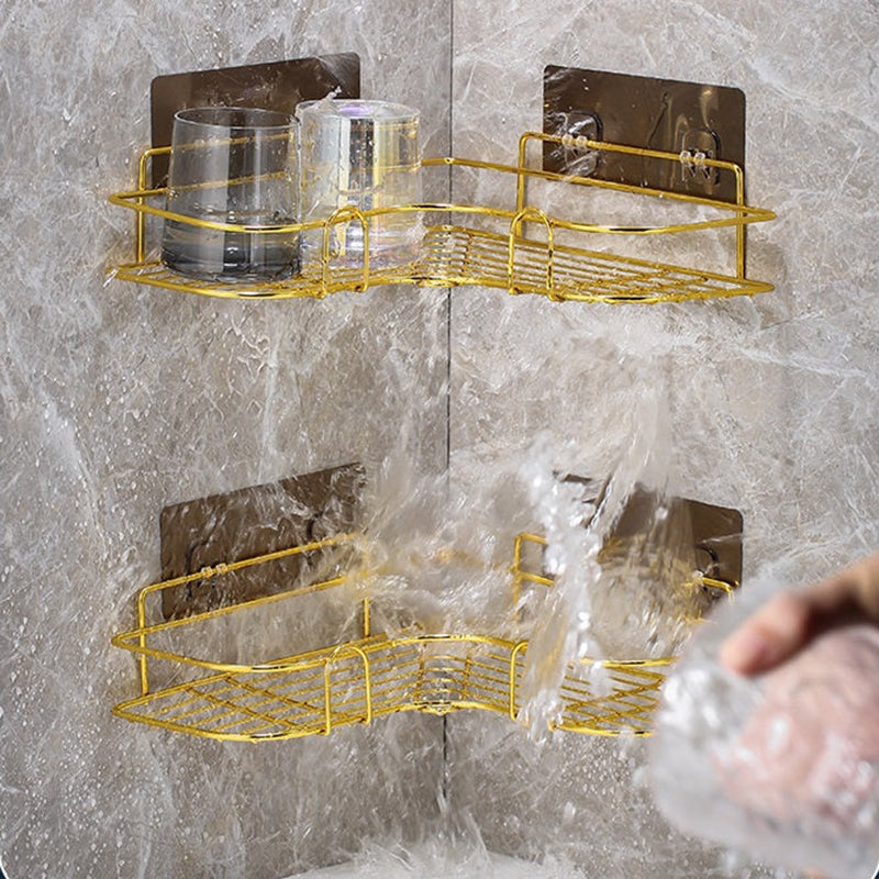 Corner Shelf Shower Gold No Drill Storage Rack Holder Bathroom Organiser Accessories
