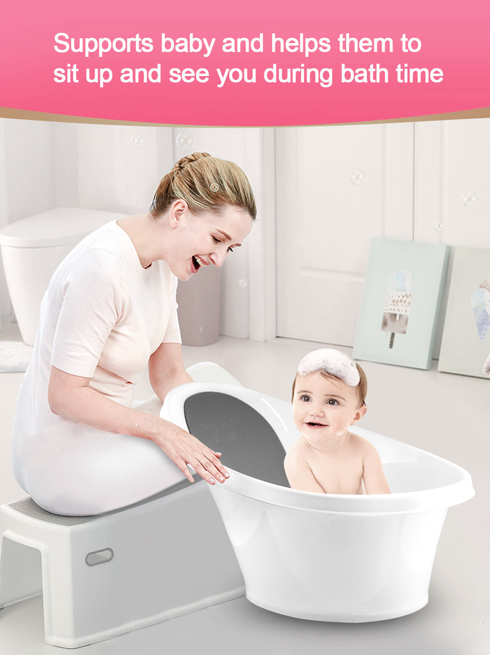 Black Little One Bath With Backrest & Bum Bump Support