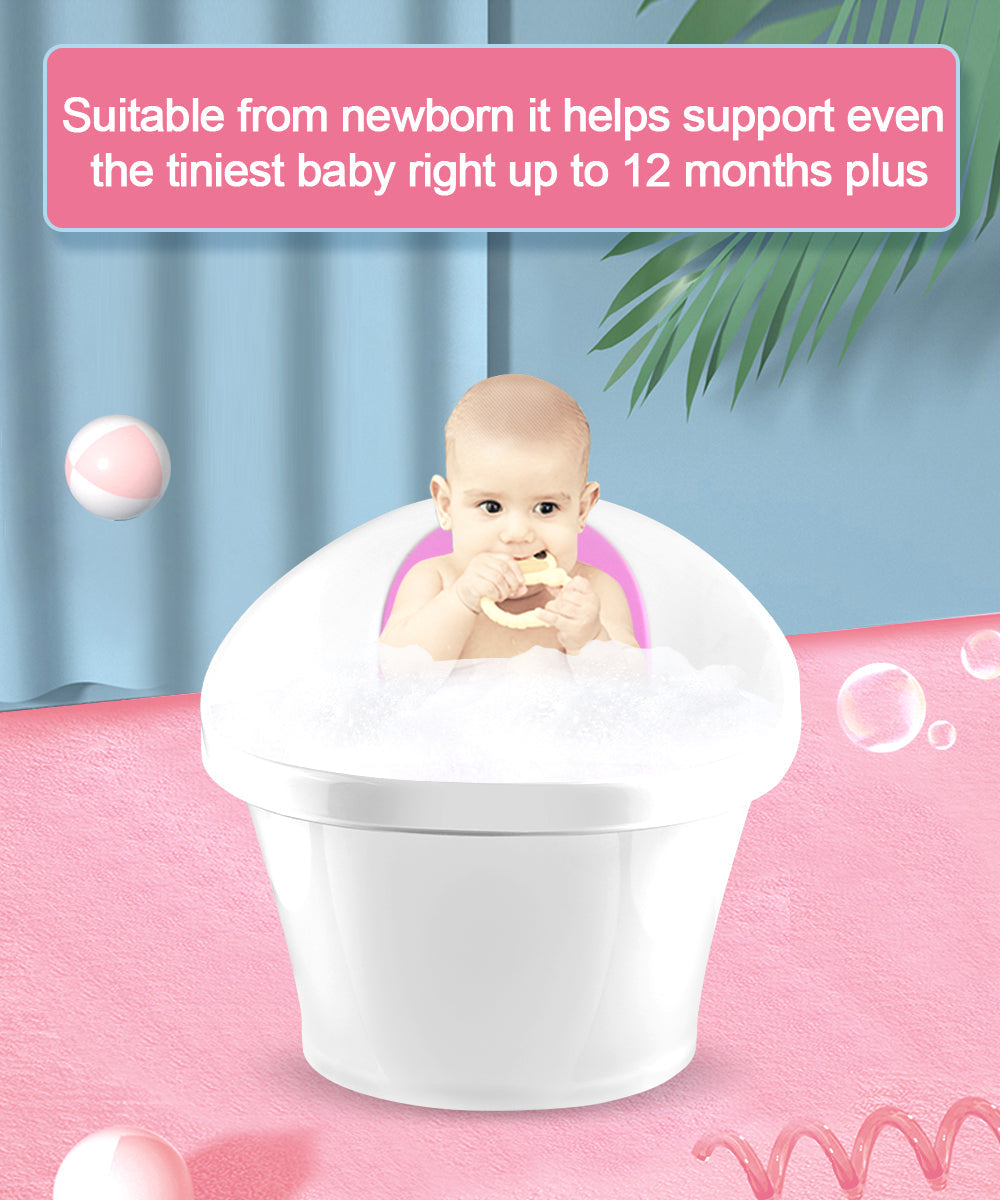 Pink Baby Bath With Backrest & Bum Bump Support