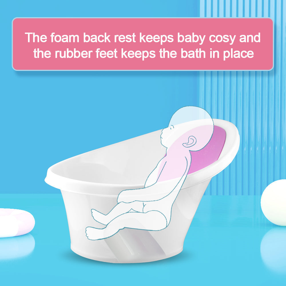 Pink Baby Bath With Backrest & Bum Bump Support