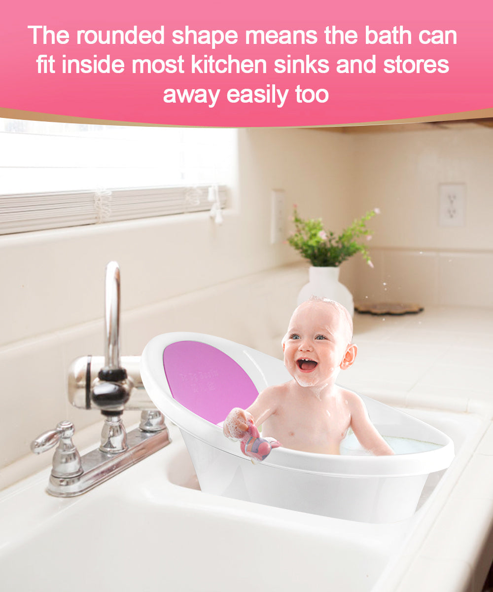 Pink Baby Bath With Backrest & Bum Bump Support