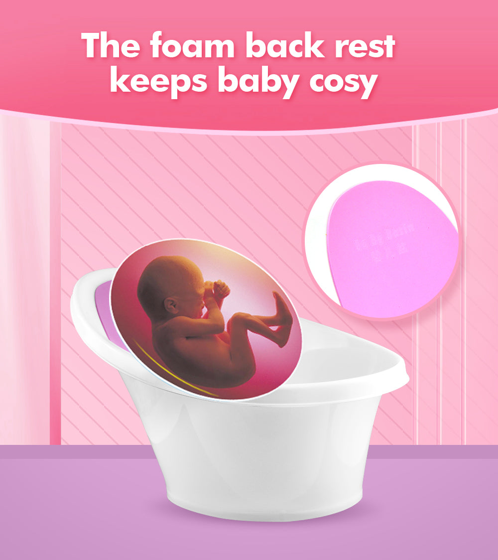 Pink Baby Bath With Backrest & Bum Bump Support
