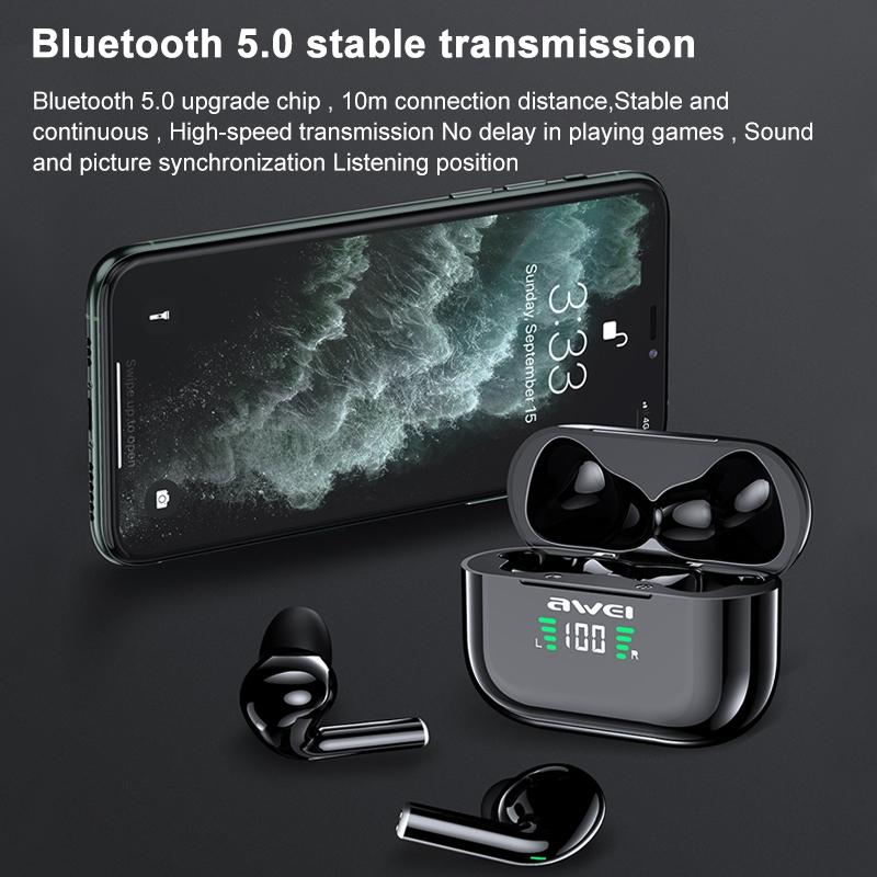 Wireless Bluetooth Headphones With Led Display And Tws Technology