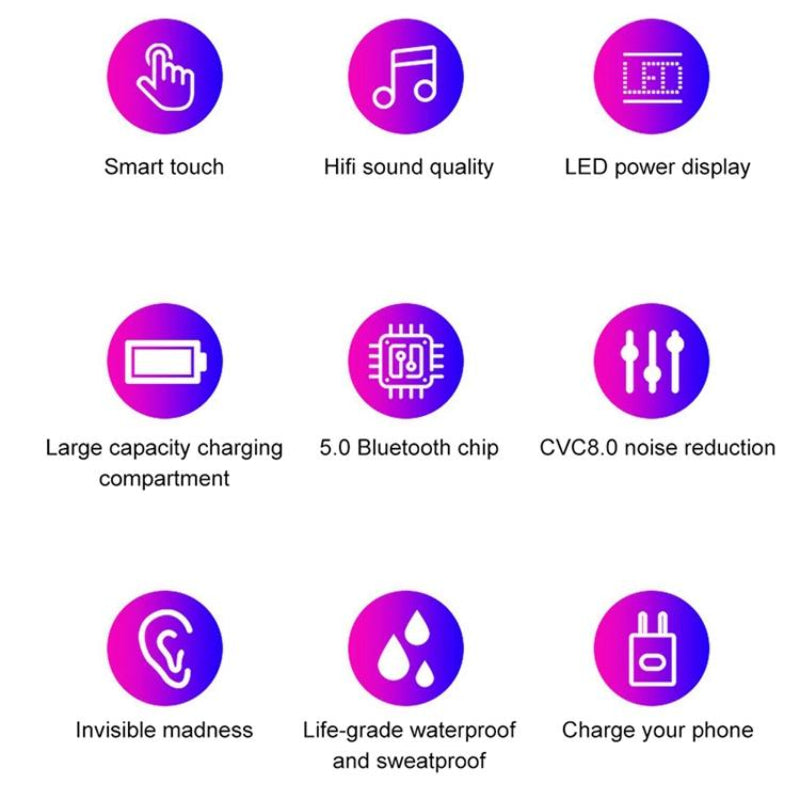 Wireless Bluetooth Headset With Touch Control And Charging Case Version Five Zero