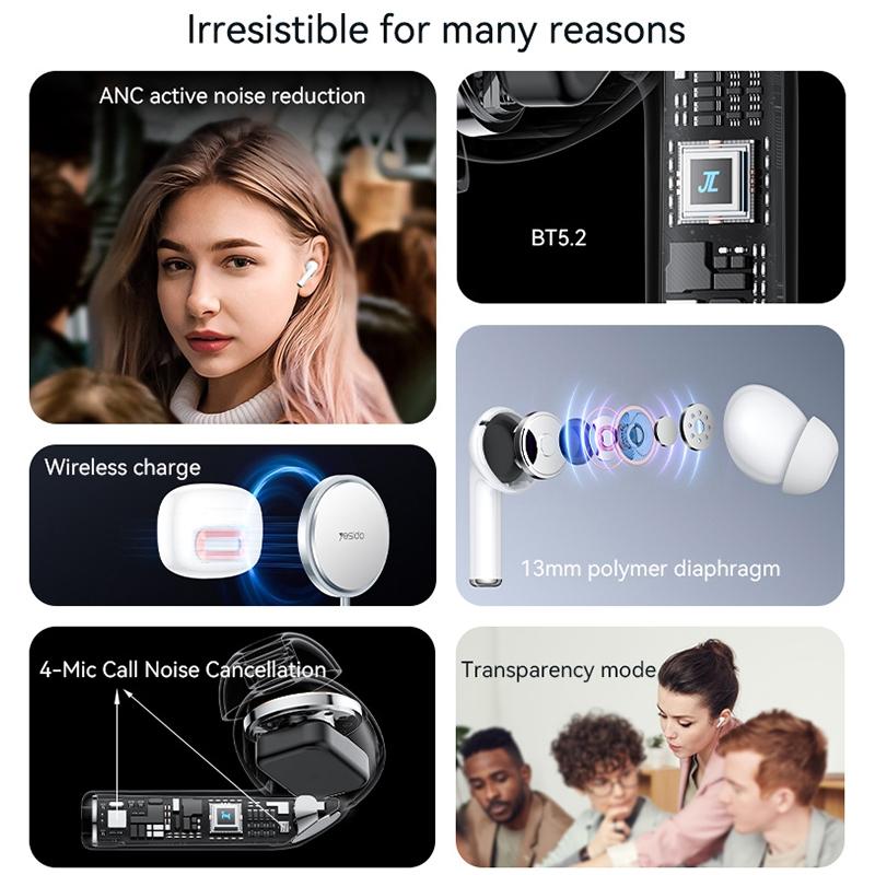 Smart Dual Noise Reduction True Wireless Stereo Earphones With Active Control
