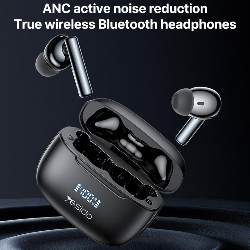 Wireless Bluetooth 5.0 Earphones With Anc And Led Display For Clear Sound Control