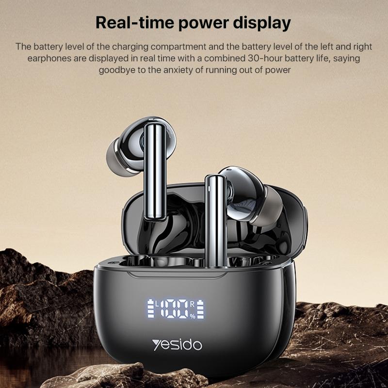 Wireless Bluetooth 5.0 Earphones With Anc And Led Display For Clear Sound Control