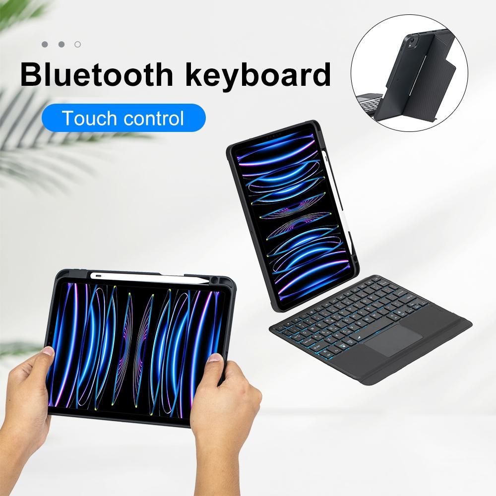 Bluetooth Keyboard Leather Case For Ipad Air / Pro 11 Touch Backlight Split Type