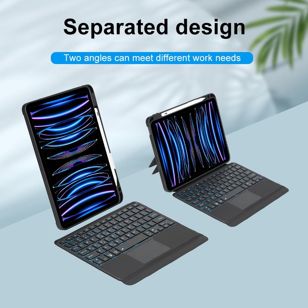 Bluetooth Keyboard Leather Case For Ipad Air / Pro 11 Touch Backlight Split Type