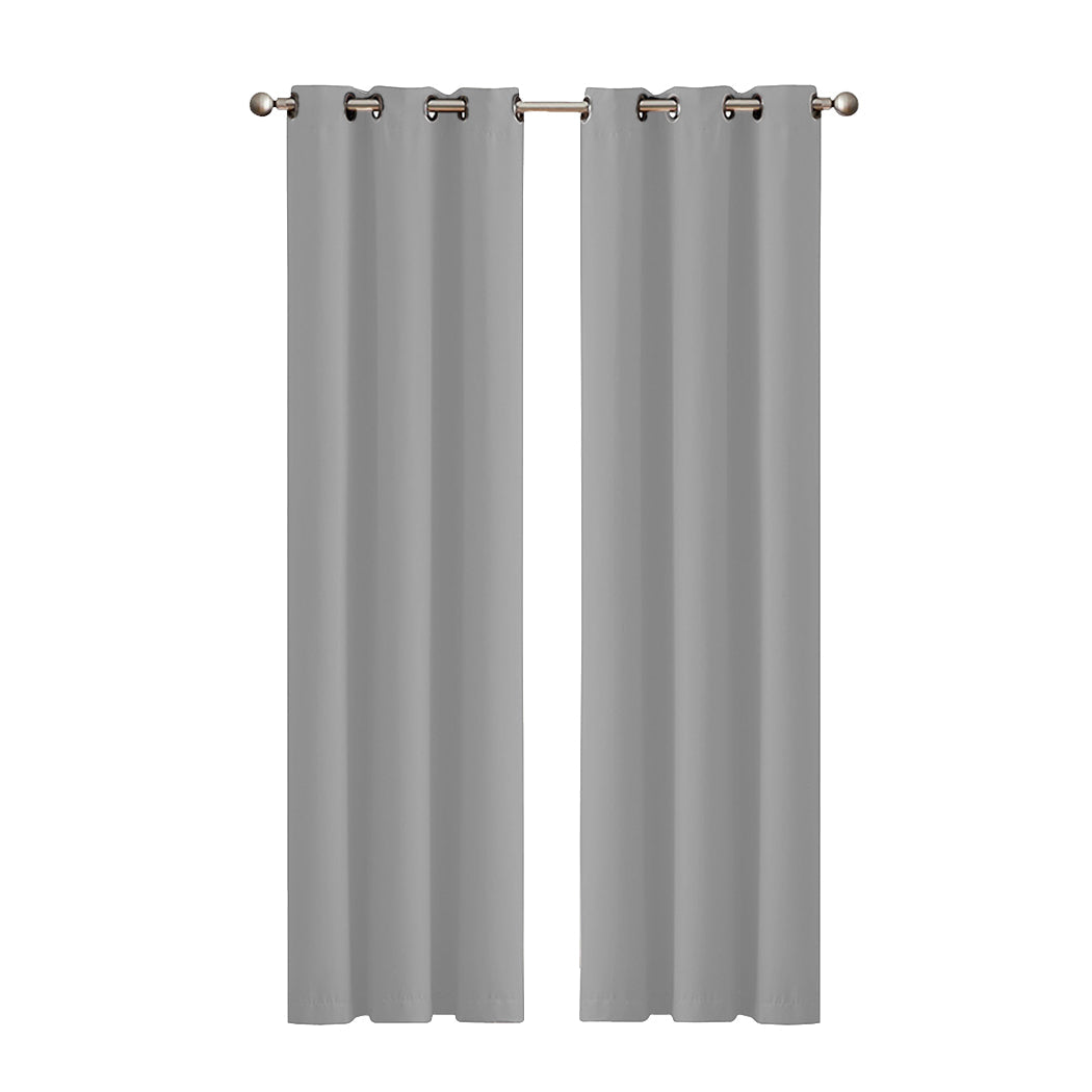 2X Blockout Curtains Panels 3 Layers Grey 132 160Cm