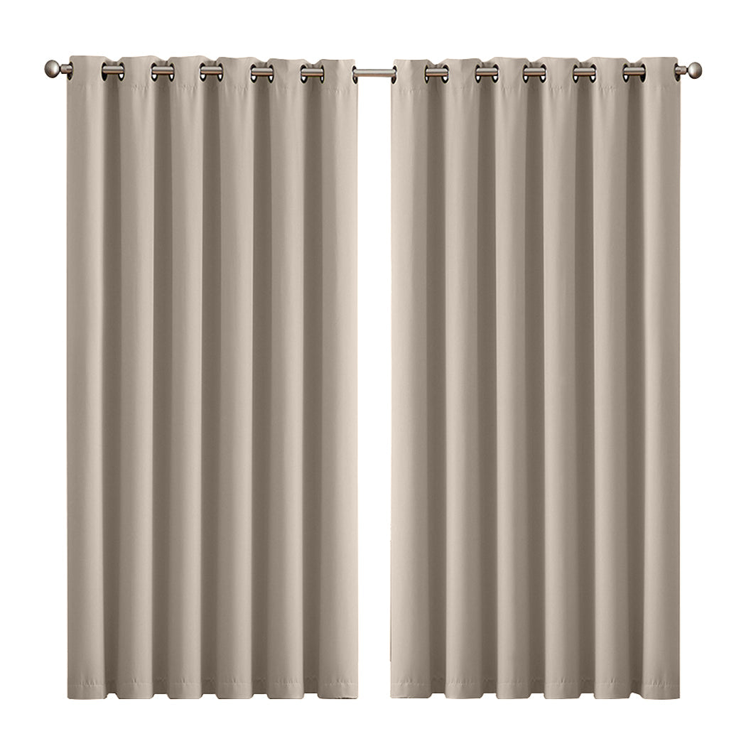 1 Sets of Sello 1 Sets Of 2X Blockout Curtains Panels 3 Layers Beige 240 230Cm