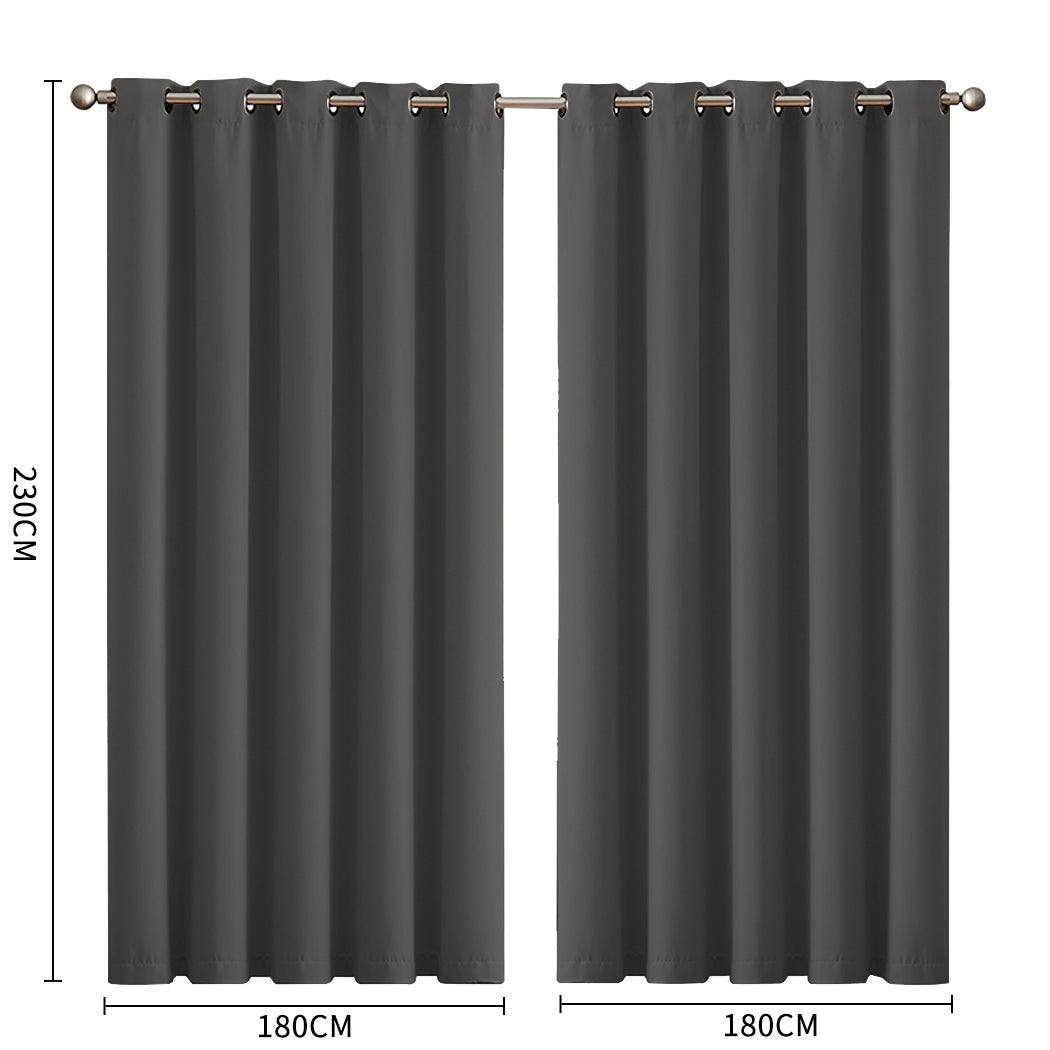 1 Sets of Sello 1 Sets Of 2X Blockout Curtains Panels 3 Layers Charcoal 180 230Cm