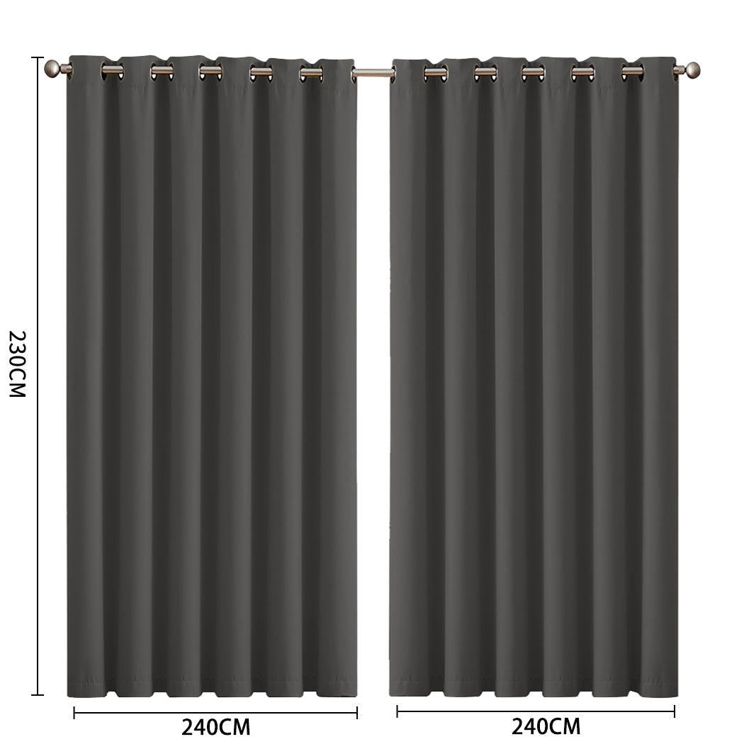 1 Sets of Sello 1 Sets Of 2X Blockout Curtains Panels 3 Layers Charcoal 240 230Cm