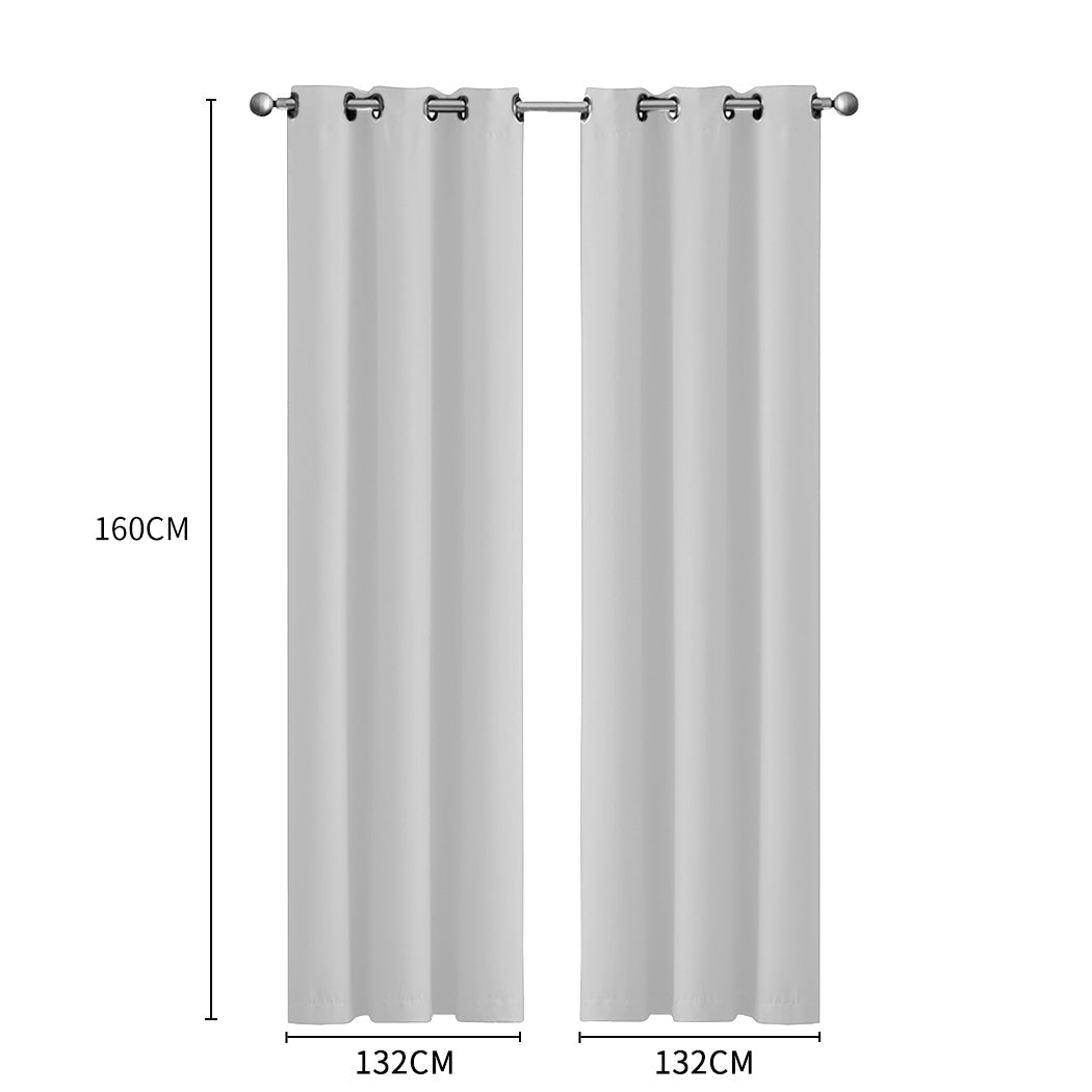 2X Blockout Curtains Panels 3 Layers Grey 132 160Cm