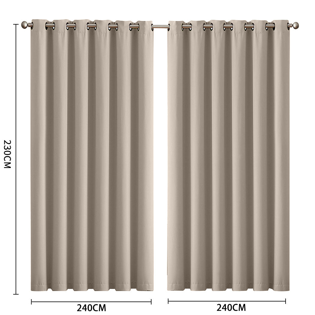 1 Sets of Sello 1 Sets Of 2X Blockout Curtains Panels 3 Layers Beige 240 230Cm