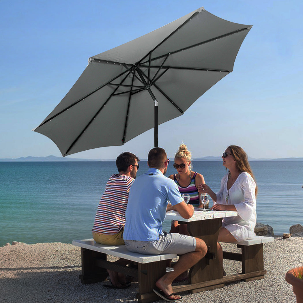 Centra 3M Outdoor Patio Umbrella Solar Led Light Grey