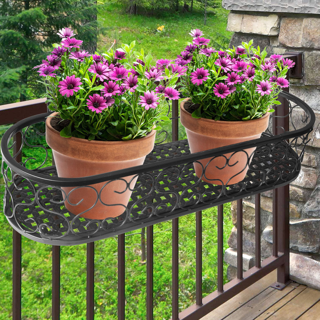 60Cm X 20Cm 12Cm Plant Stand Outdoor Indoor Home Black Oval