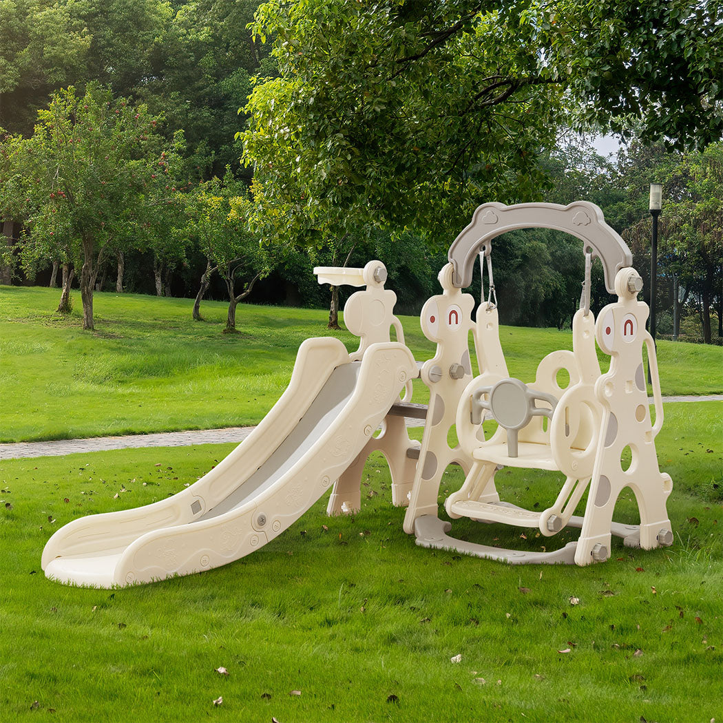 Bopeep 4 In 1 Kids Slide Swing Set With Basketball Hoop Indoor Outdoor Playset