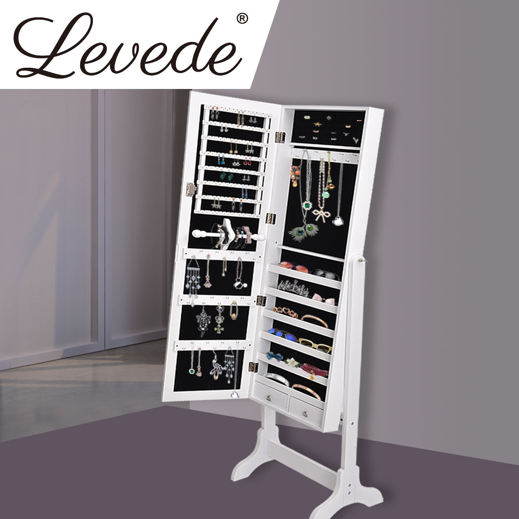 41.5Cm X 38Cm 155Cm Mirror Jewellery Cabinet Makeup White