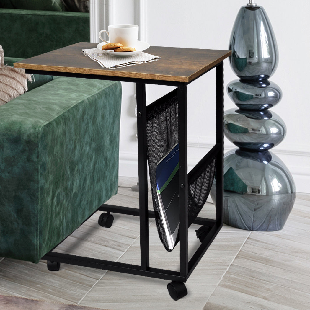 Side Table Mobile Coffee Tables Brown Back