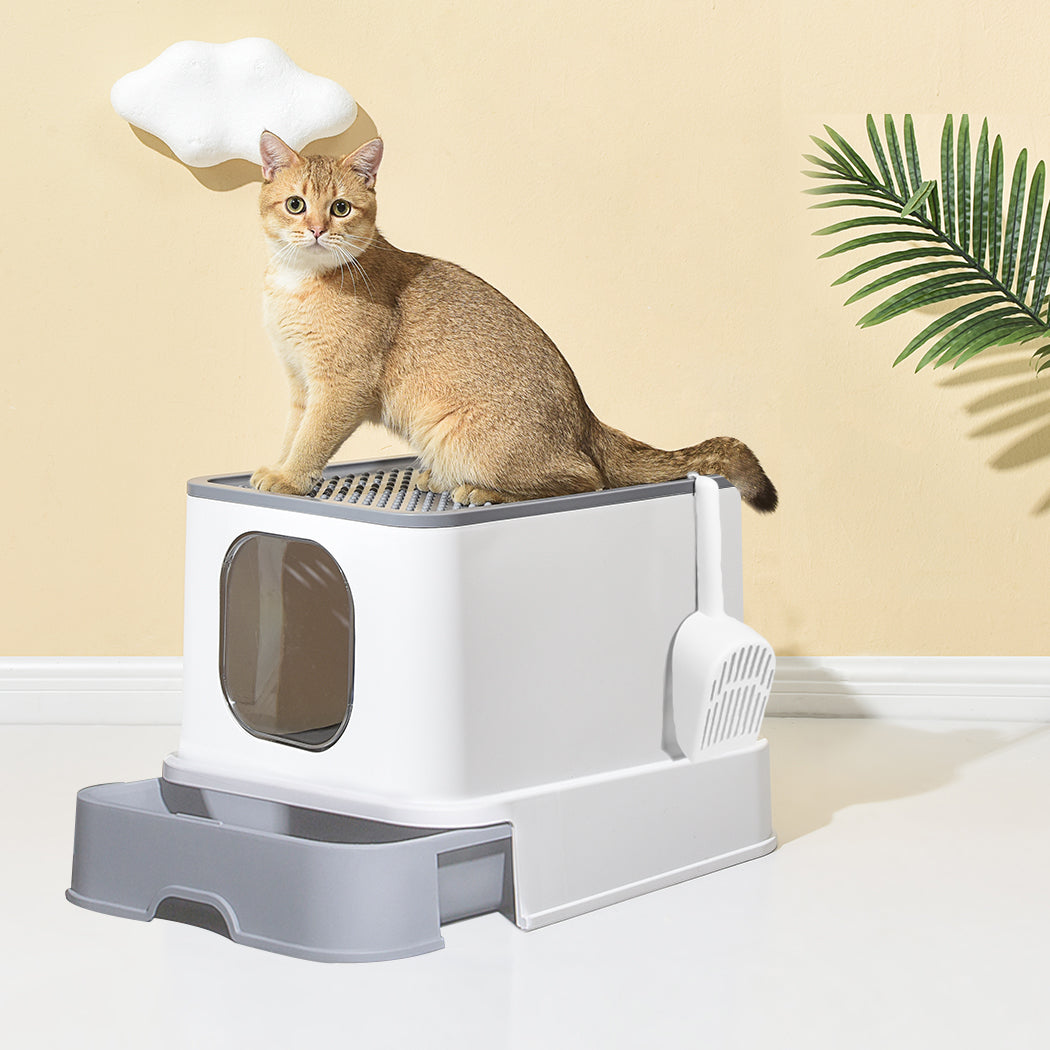 Pawz Cat Litter Box Fully Enclosed Kitty Blue