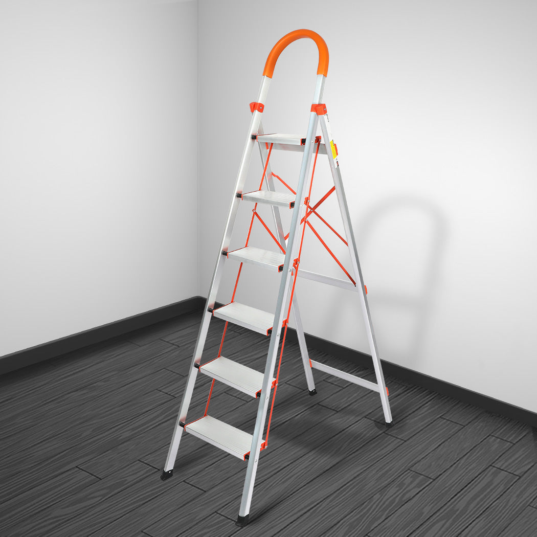 Traderight 6 Step Ladder Folding Aluminium
