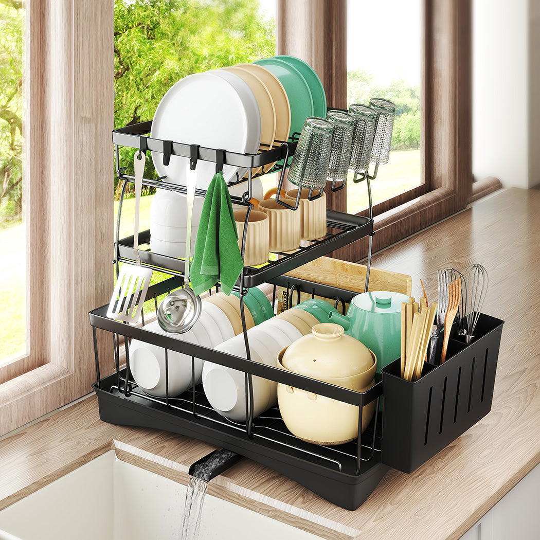 Toque Dish Drying Rack Plate Drainer Cup Holder