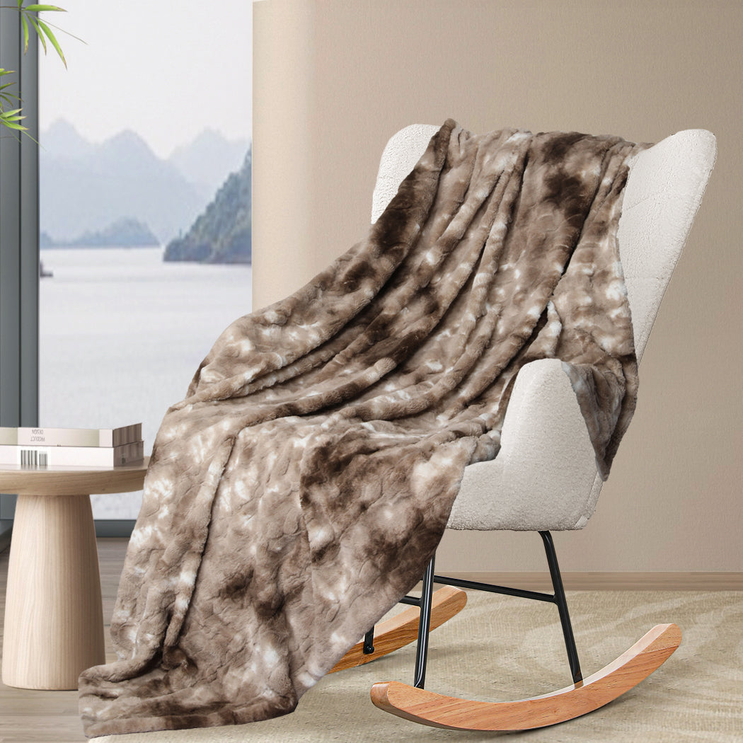 Dreamz Luxury Tie Dyed Blanket Brown 127Cm X 152Cm