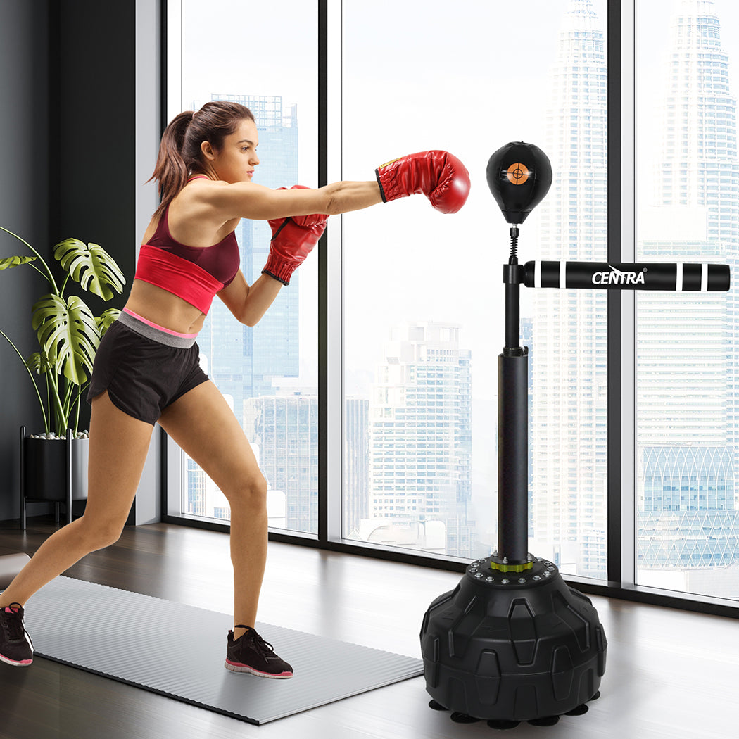 Boxing Bag Reflex Freestanding Spinning Arm Speed Ball Punching Training Black