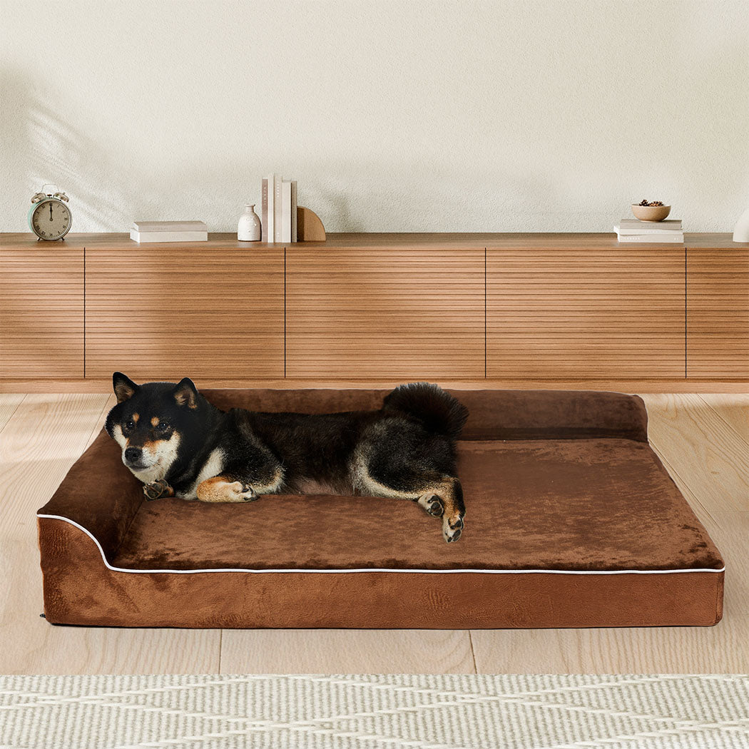 Pawz Orthopedic Dog Bed L Coffee Plush Comfort And Support For Large Dogs