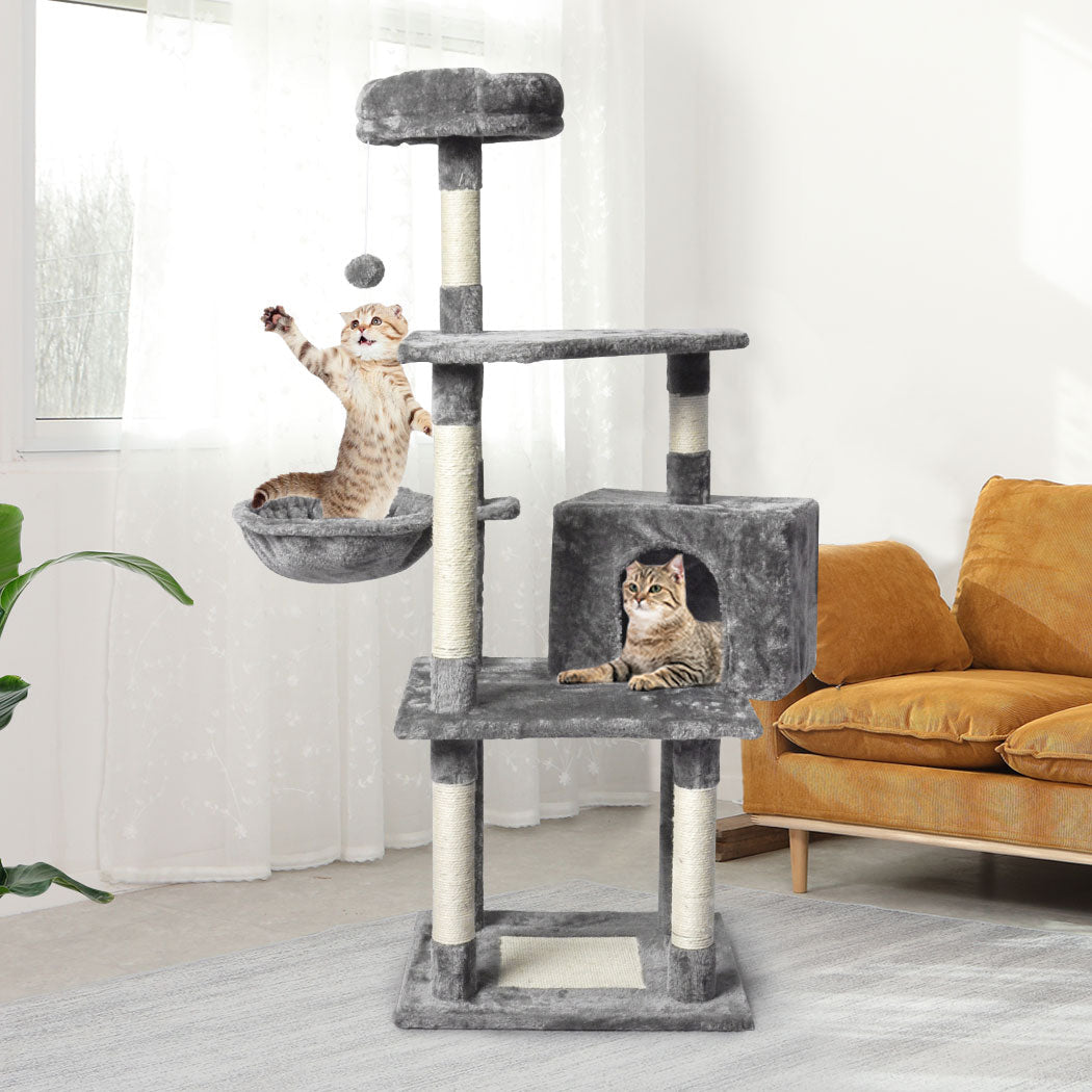 Pawz 130Cm Cat Tree Toy Scratching Post Grey