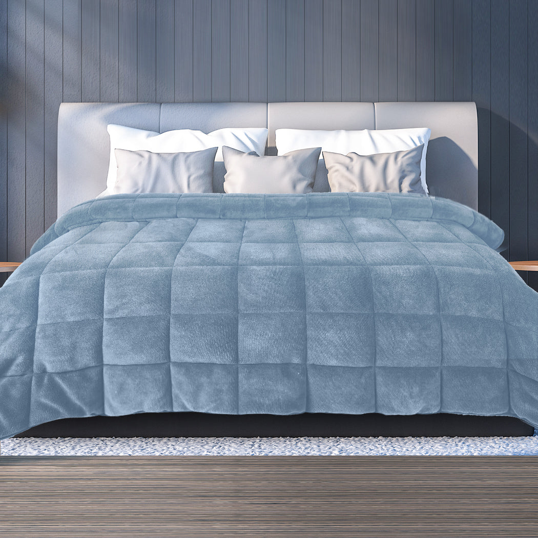 Cozy Blue King Doona Comforter Blanket Soft Warm Bedding For Relaxation