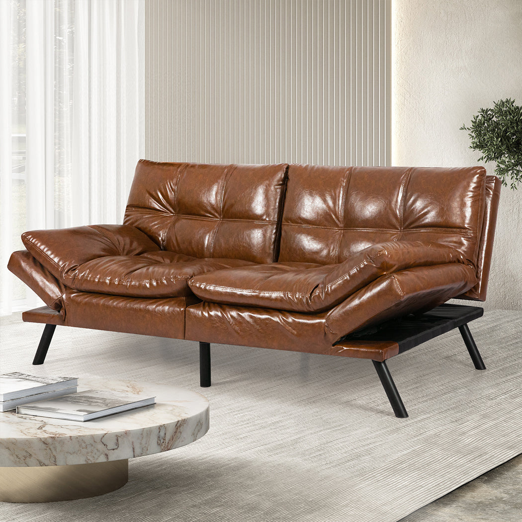Sofa Bed Futon Recliner Lounge Brown