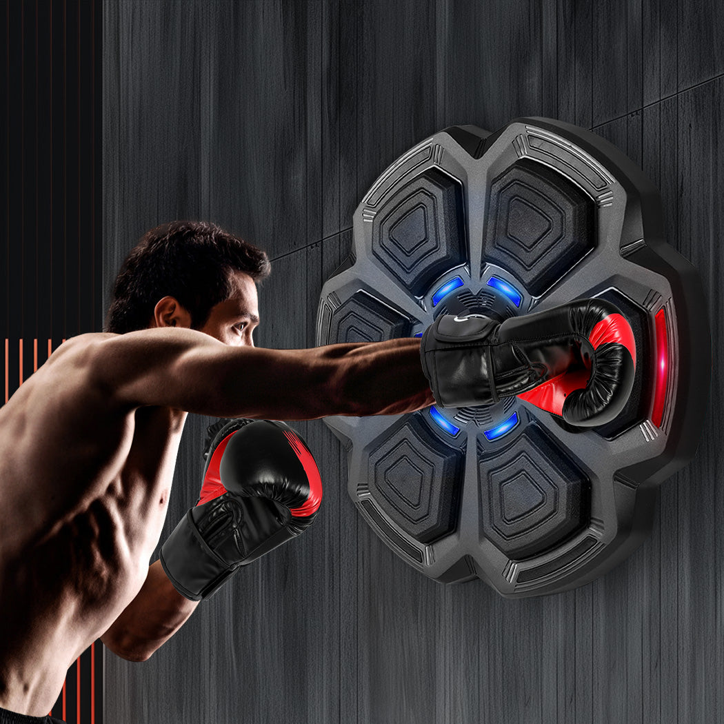Centra Punching Box With 8Oz Boxing Glove Wall Mounted Smart Music Trainer Black