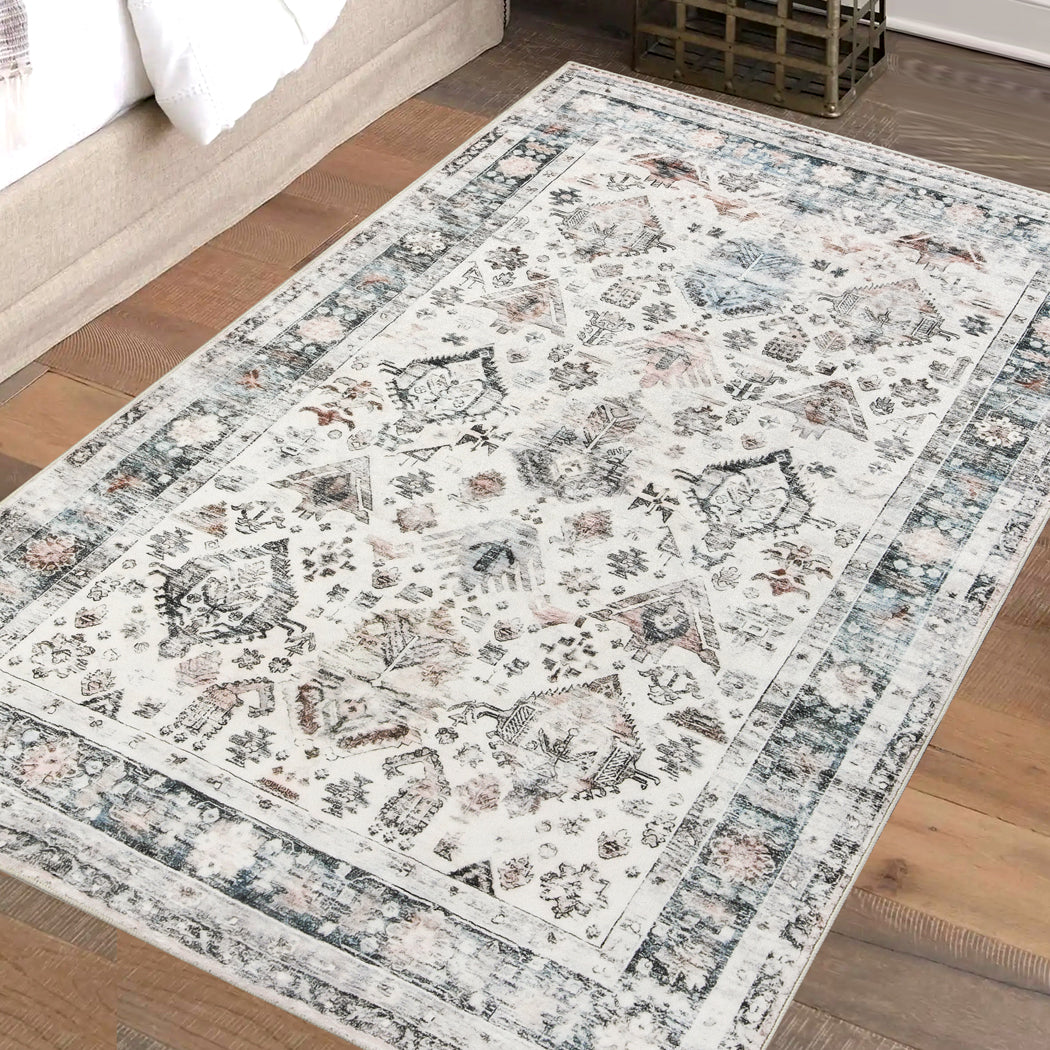 Floor Rug Short Pile Washable Soft Plush Non Slip Carpet 160X120 Cm