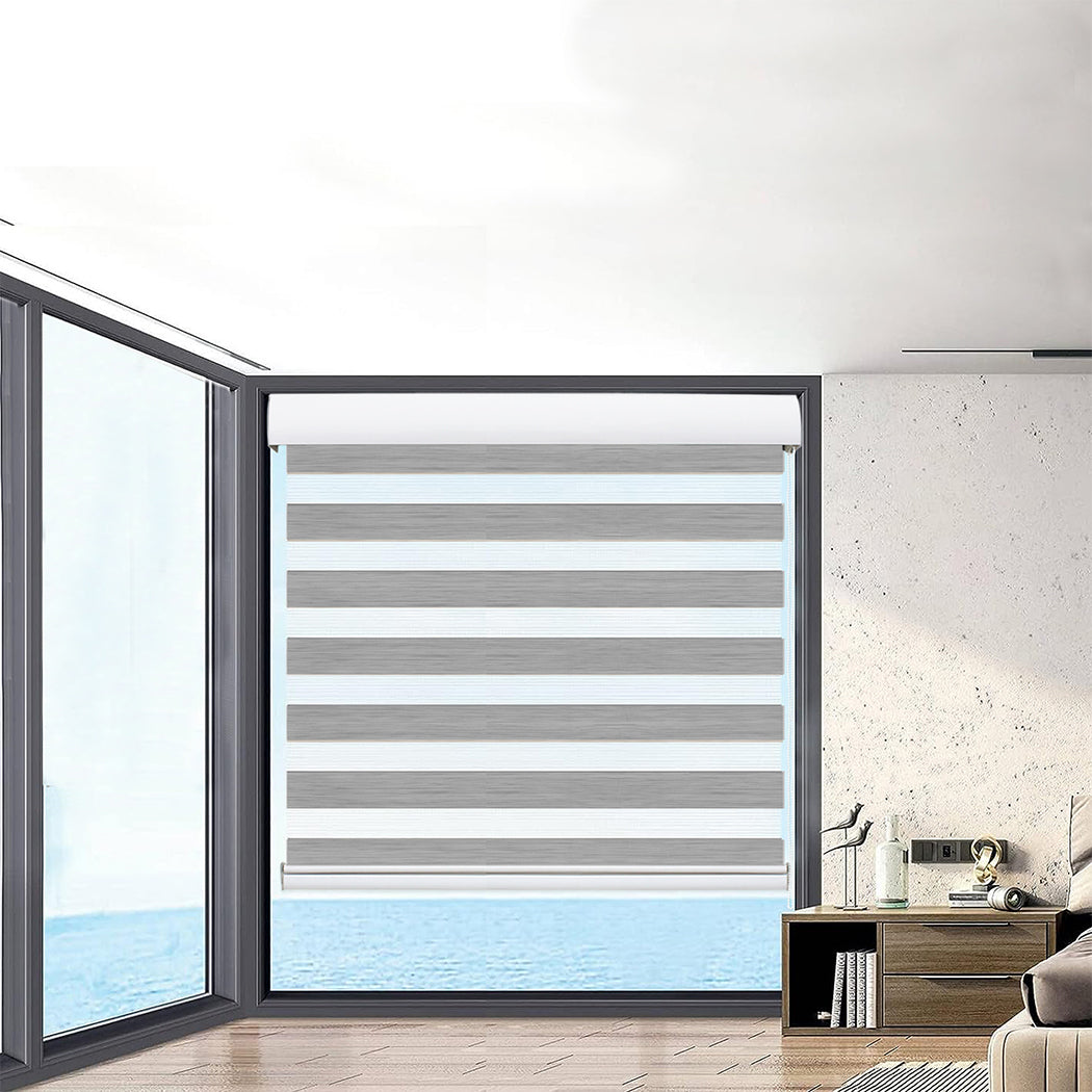 1 Sets of Marlow 1 Sets Of 1X Blackout Zebra Roller Blind Curtains 180X210cm Grey