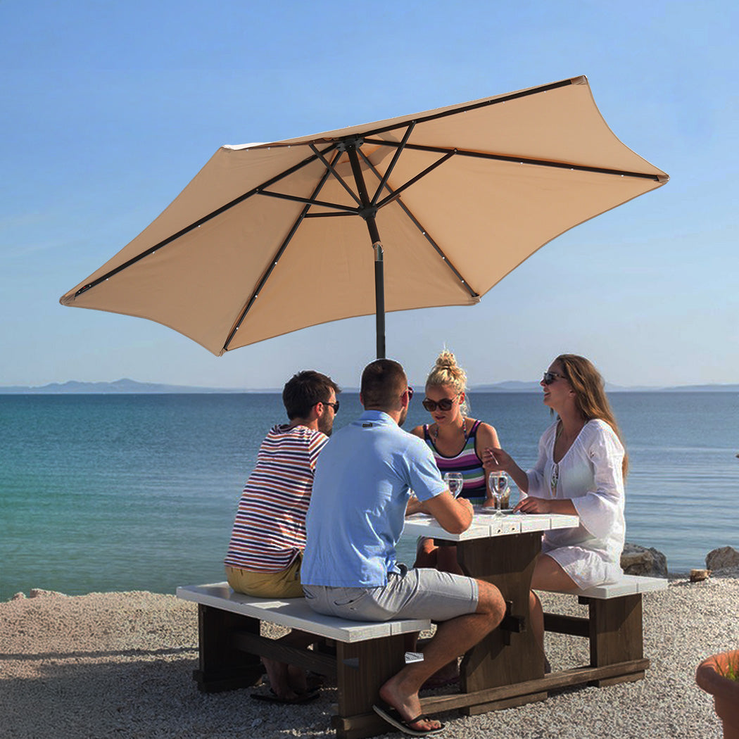 Centra 2.7M Led Outdoor Umbrella Base Stand Khaki