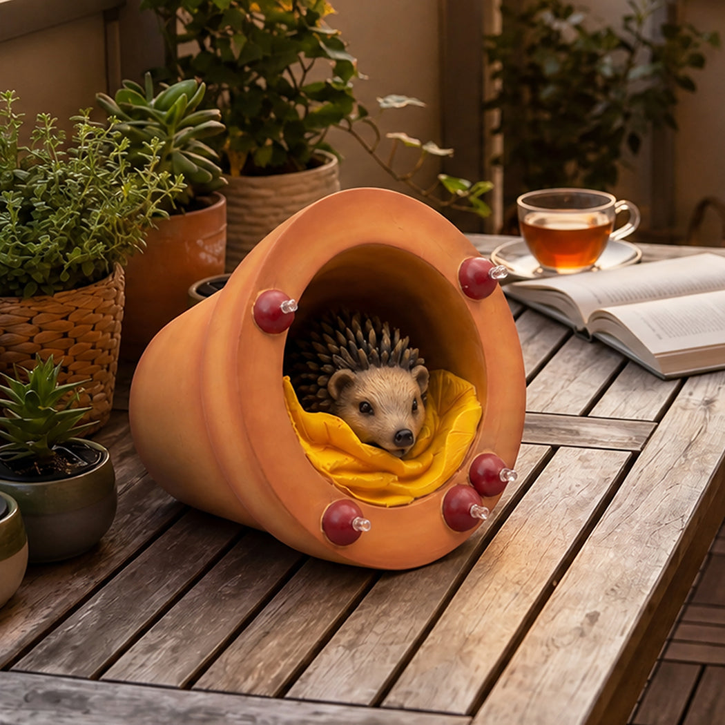 Emitto Hedgehog Solar Garden Statue Light Hand Painted Outdoor Decor