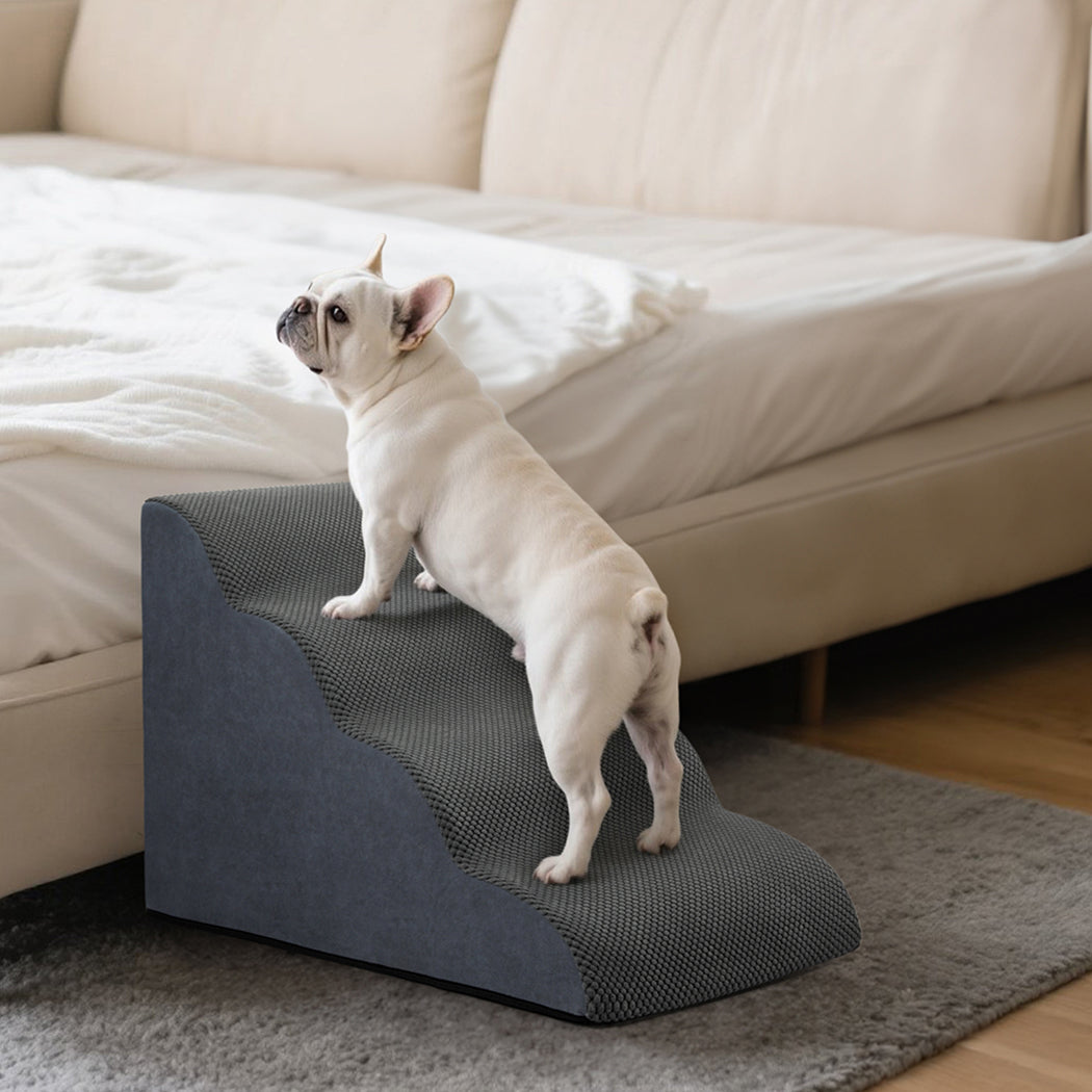 Pawz 4 Step Pet Stairs For Dogs High Density Foam Grey