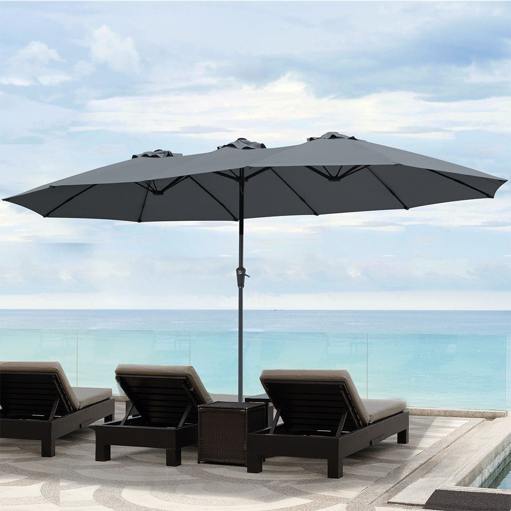 Centra 4.5M Double-Sided Patio Umbrella Outdoor Base Stand Grey