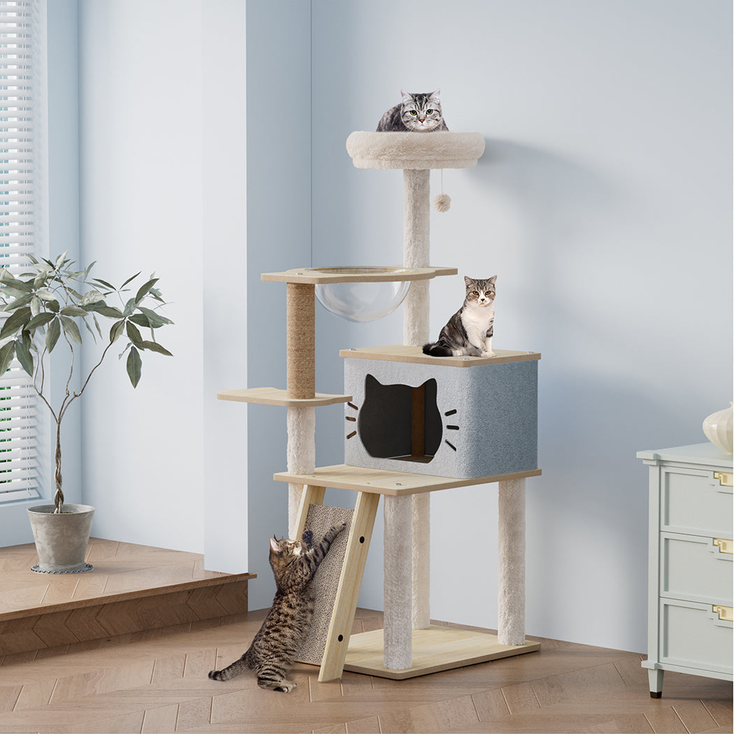 Pawz Cat Tree Tower Scratcher Wood Condo House 120Cm
