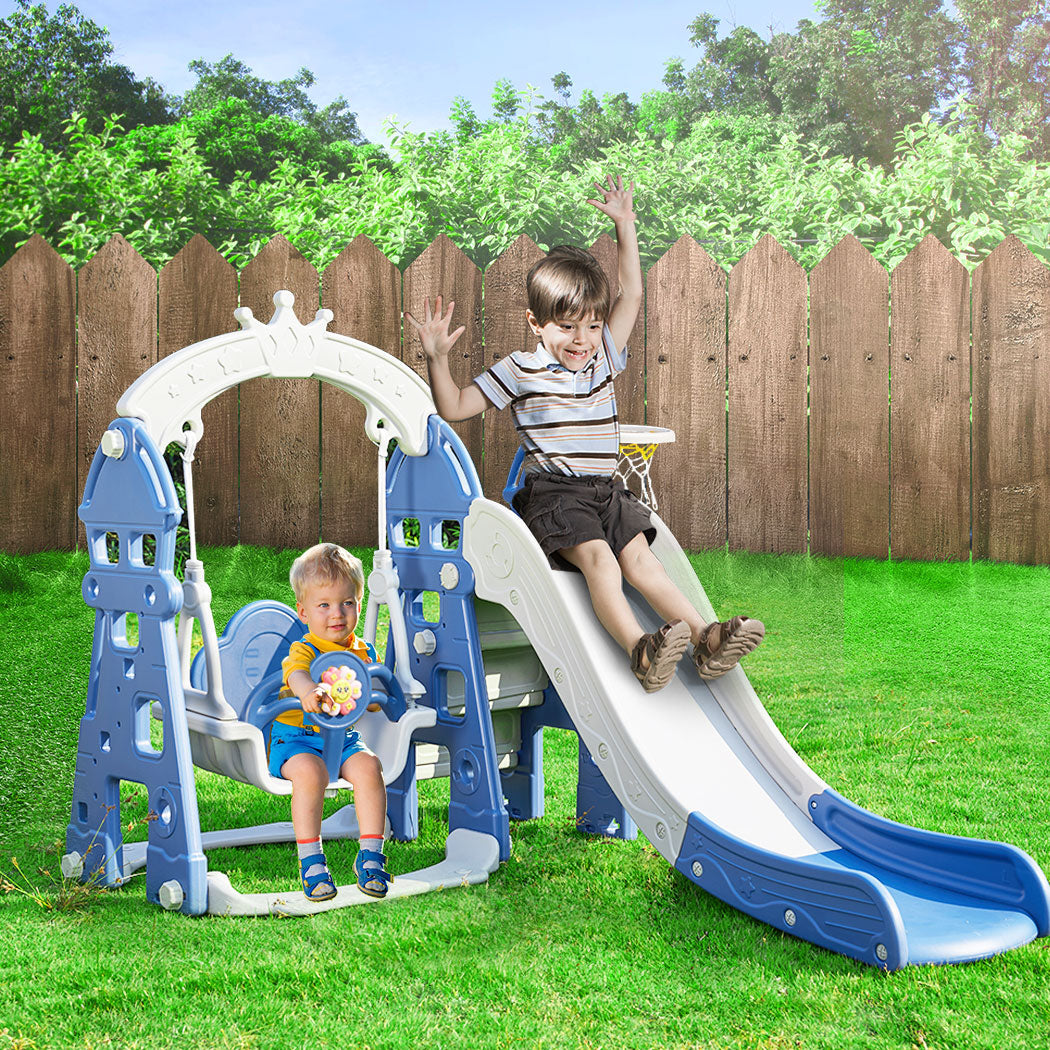 Bopeep Kids Slide Swing Basketball Ring Blue