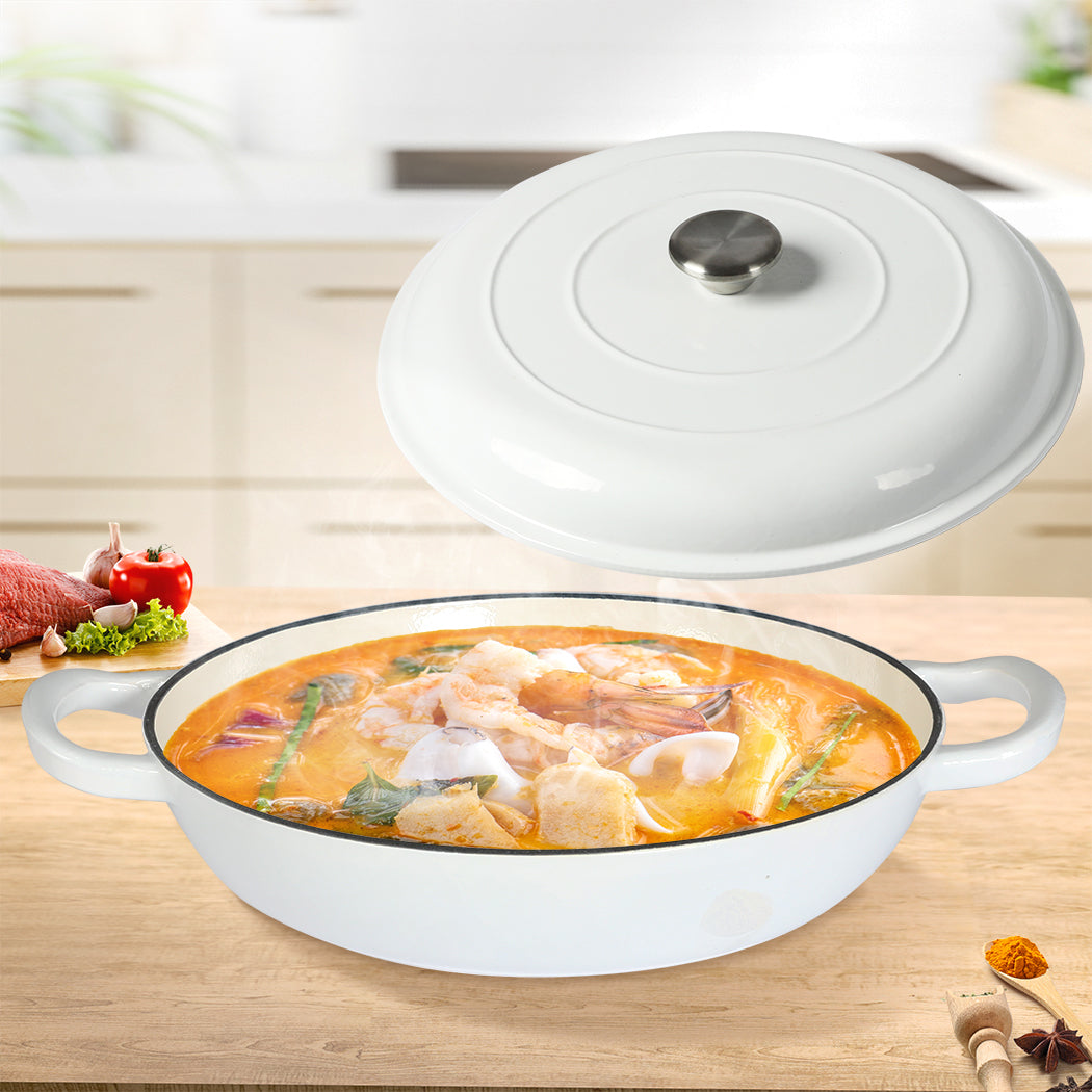 Toque 3.5L Enamel Dutch Oven Pan Classic White Cookware