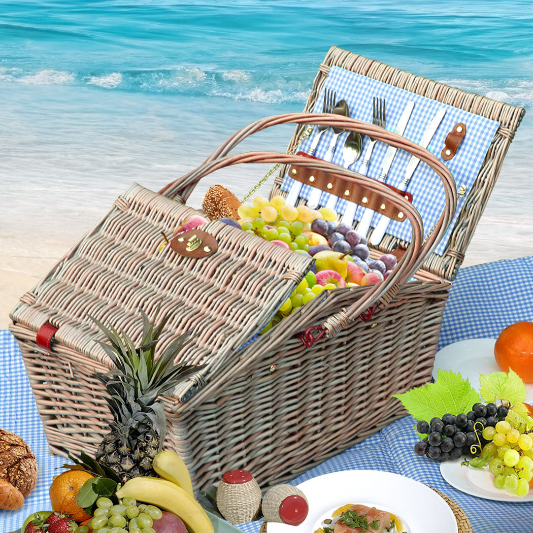4 Person Picnic Basket Baskets Set Outdoor