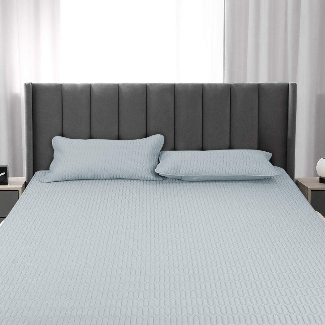 Dreamz Latex Cooling Bed Sheet Set Fitted 3Pcs Double