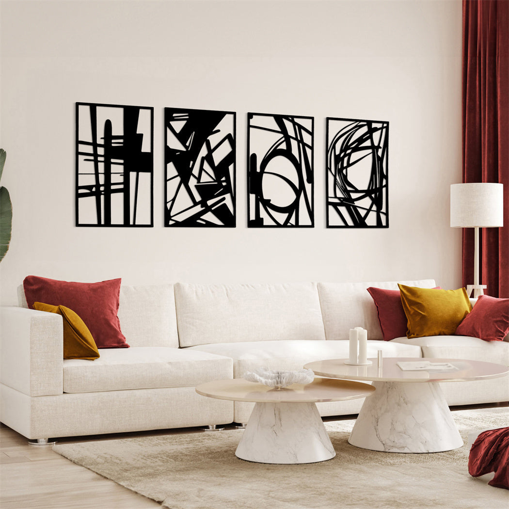 Yezi Metal Wall Art 4Pcs Abstract Minimalist Line Decor