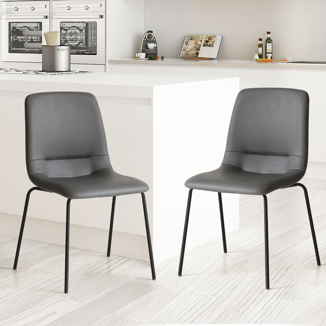 4Pcs Stackable Dining Chairs Kitchen Dark Grey