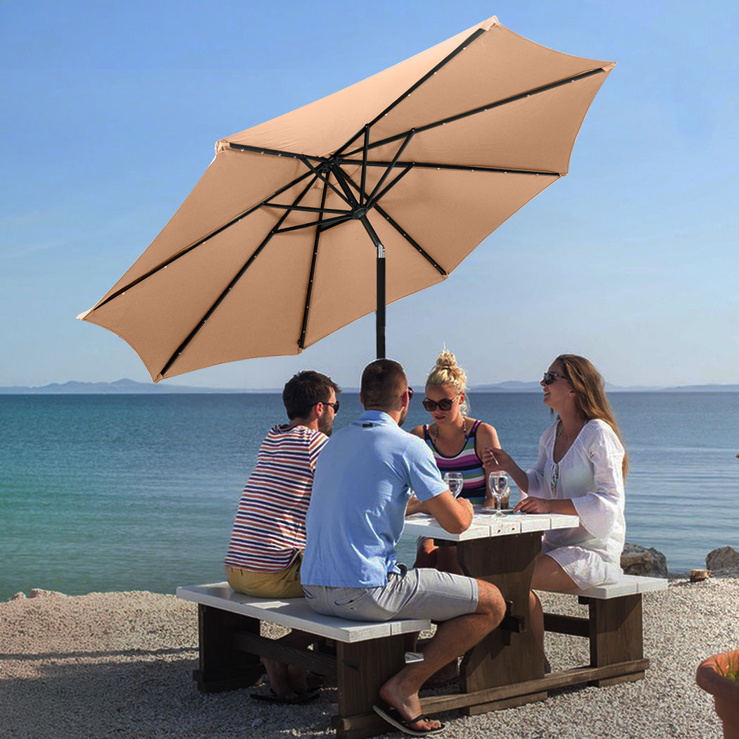 Centra 3M Led Outdoor Umbrella Base Stand Khaki