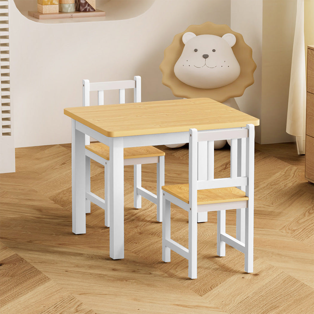 Bopeep Kids Table And Chairs Set Wooden 3Pcs Study Play
