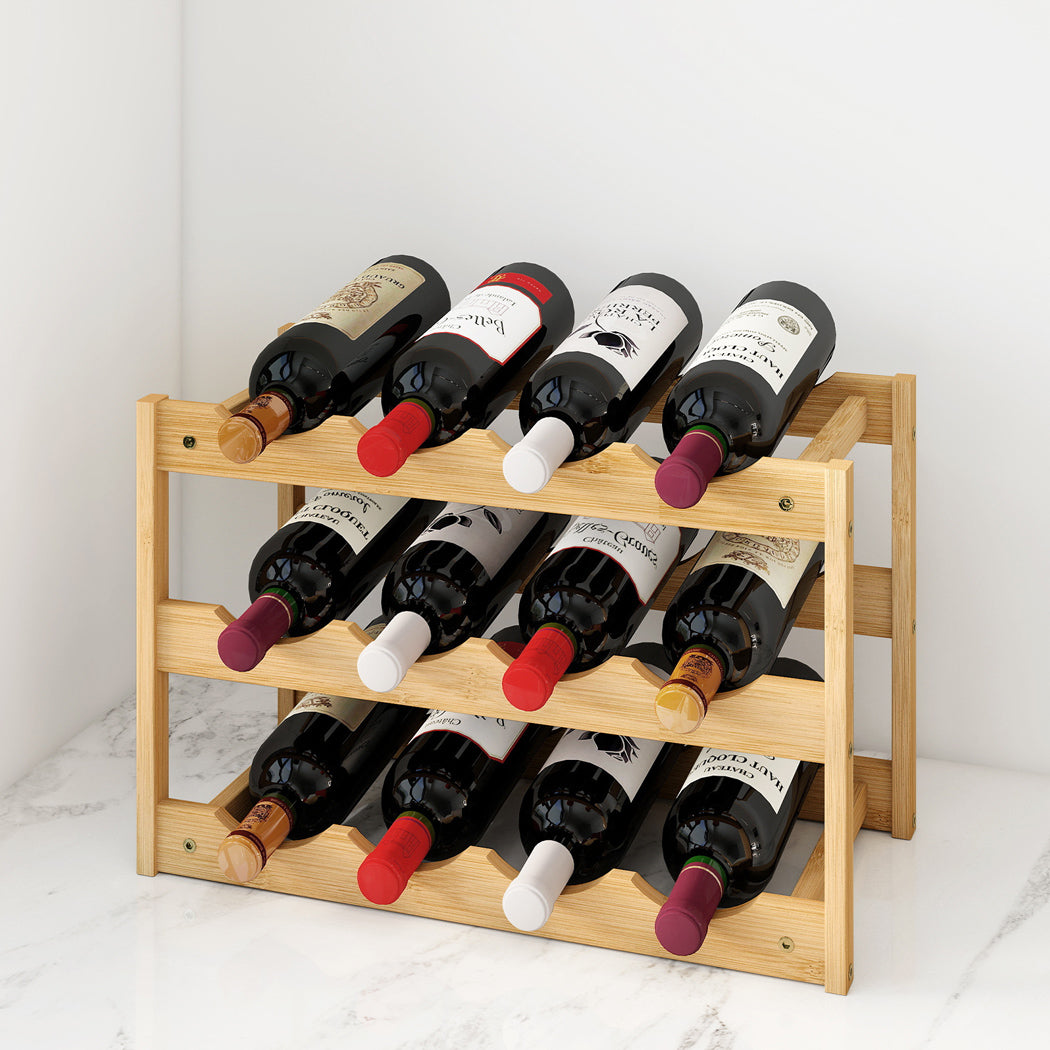 Toque Natural Bamboo Wine Rack 12 Bottle Capacity